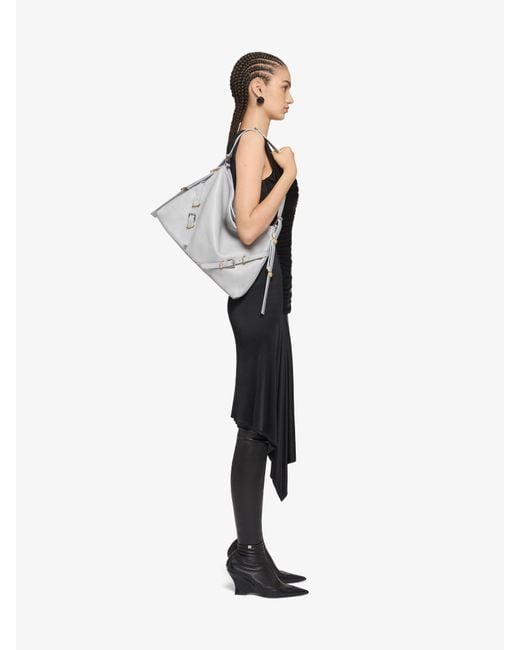 Givenchy Gray Voyou Logo Detailed Medium Shoulder Bag