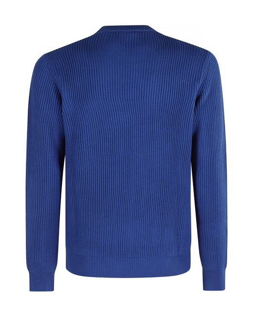 Roberto Collina Blue Crew Neck Long Sleeve Sweater for men