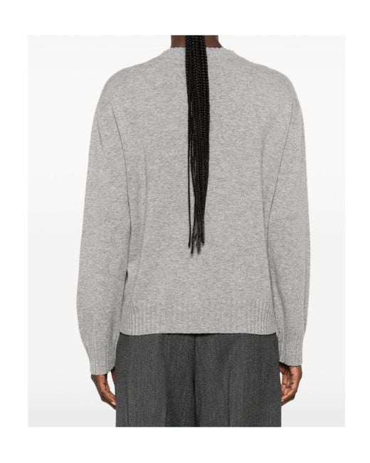 Fabiana Filippi Gray Bead-Embellished Ribbed-Trim Sweater