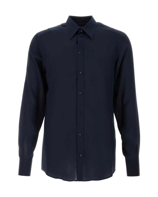Dolce & Gabbana Blue Regular Crepe Shirt for men