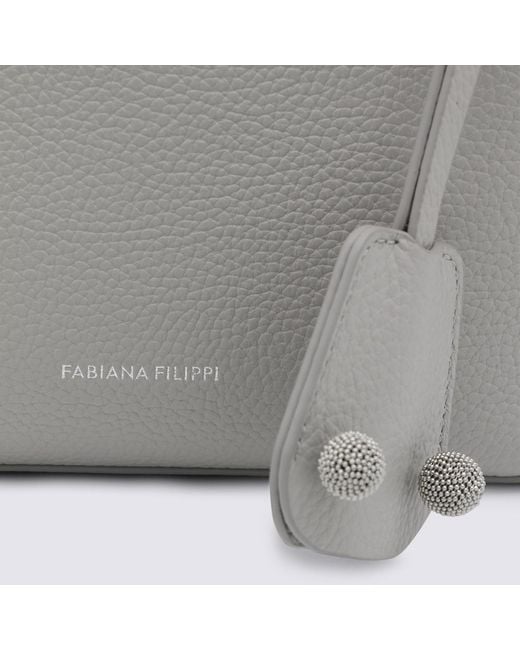 Fabiana Filippi Gray Logo Printed Tote Bag