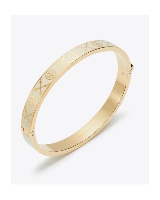 Tory Burch Natural T Monogram Hinge Bracelet