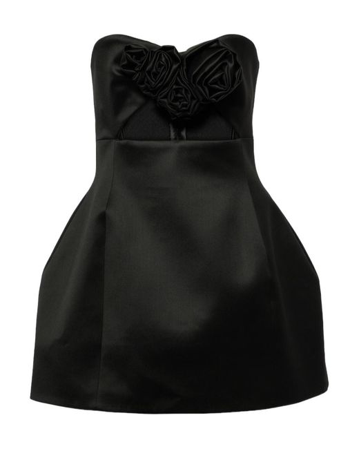 Magda Butrym Black Floral-Applique Bustier Minidress