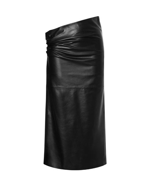 Alberta Ferretti Black Plongé Leather Skirt