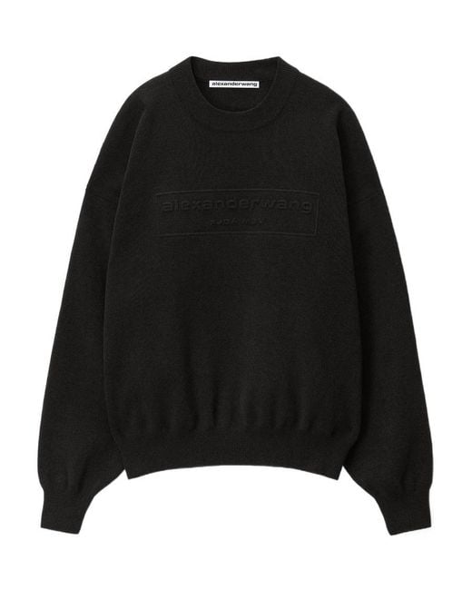 Alexander Wang Black Logo Embossed Ribbed-Knit Jumper