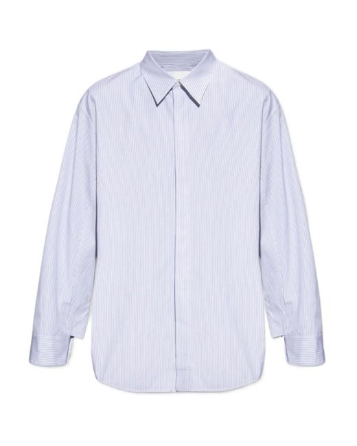 Jil Sander Blue Striped Cotton Shirt for men