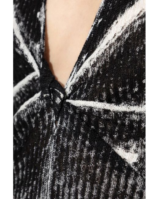DIESEL Black Knotted V-Neck T-Shirt