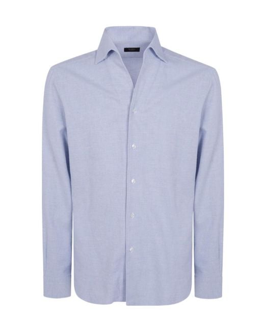 Barba Napoli Blue Long-Sleeved Shirt for men