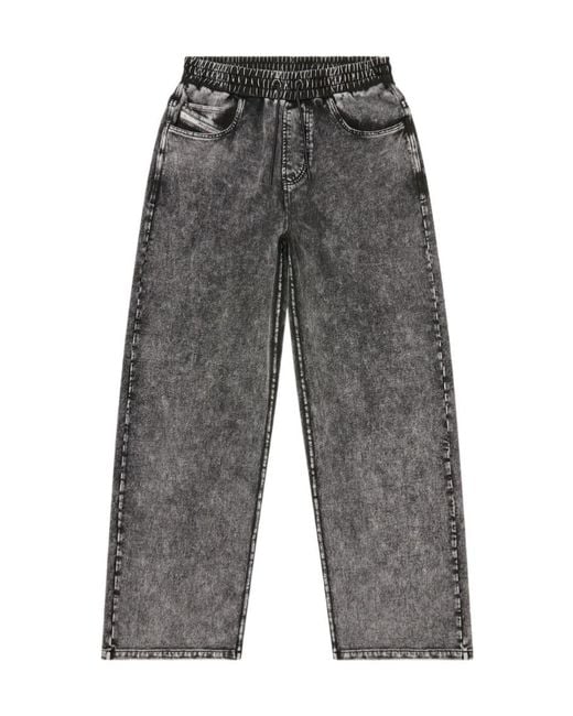 DIESEL Gray Sweatpants With Denim Effect for men