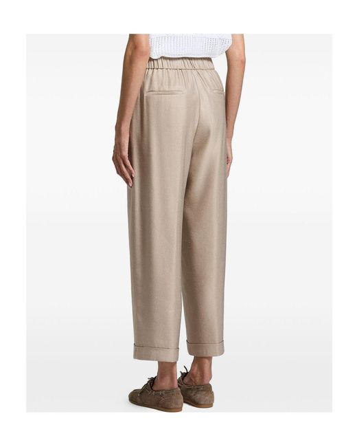 Peserico Natural Elasticated-Waist Turn-Up Trousers
