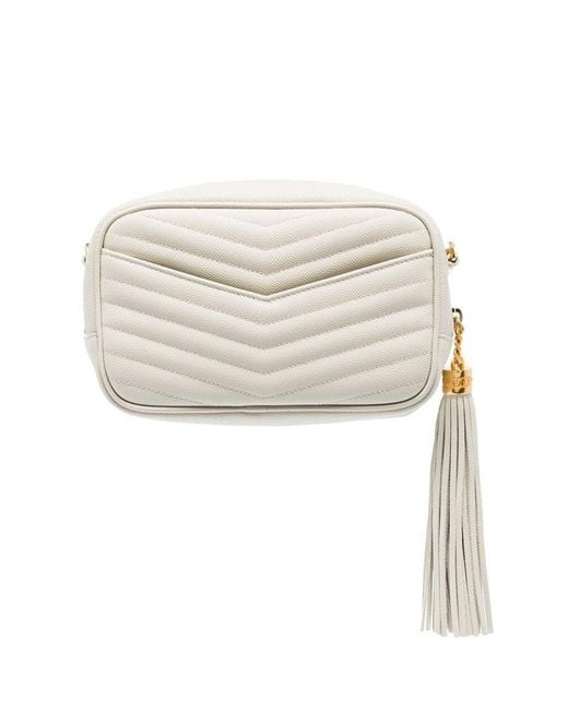Saint Laurent White Lou Quilted Mini Shoulder Bag