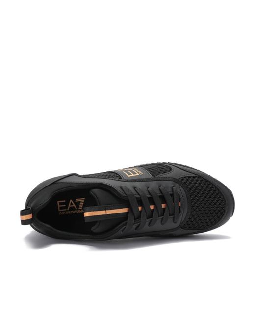 EA7 Black Pull Ring Strapped Low Upper Board Shoes for men
