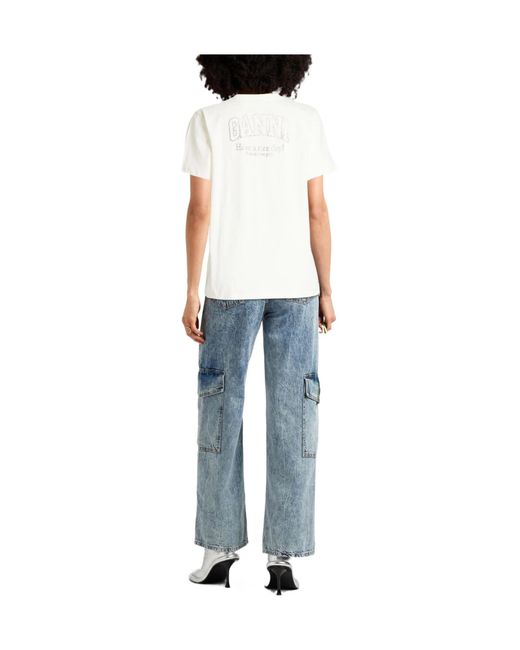 Ganni White Solid Color T-Shirt