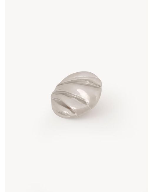 Chloé White Chloé Pleats Clip-On Earrings