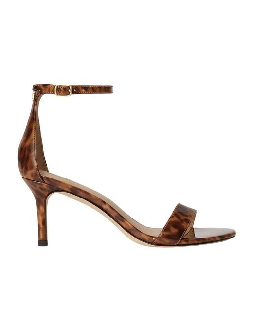 Ralph Lauren Brown Allie Mid Heeled Sandals