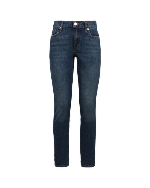 FRAME Blue Le Garcon Mid Rise Cropped Jeans