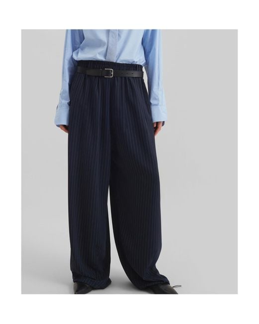 Frankie Shop Blue Striped Casual Pants