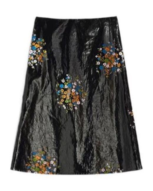 Jil Sander Black Floral-Print Midi Skirt