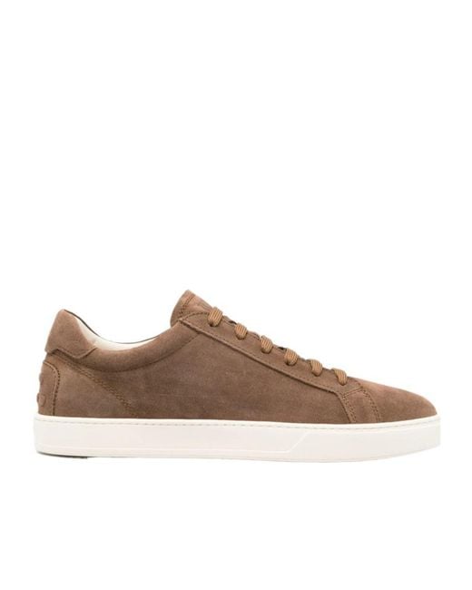 Tod's Brown Logo Printed Round Toe Sneakers for men