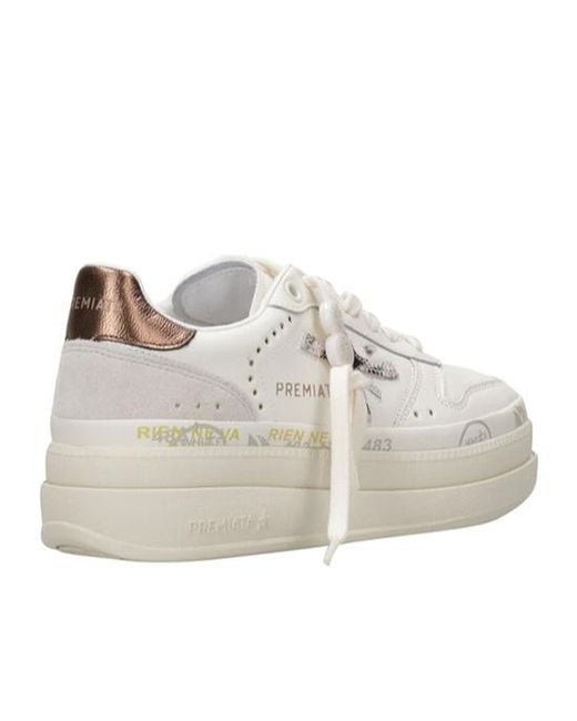 Premiata White Lace-Up Sneakers