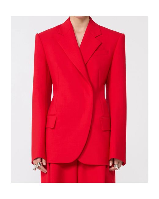 Sportmax Red Buttoned Double-Breasted Blazer