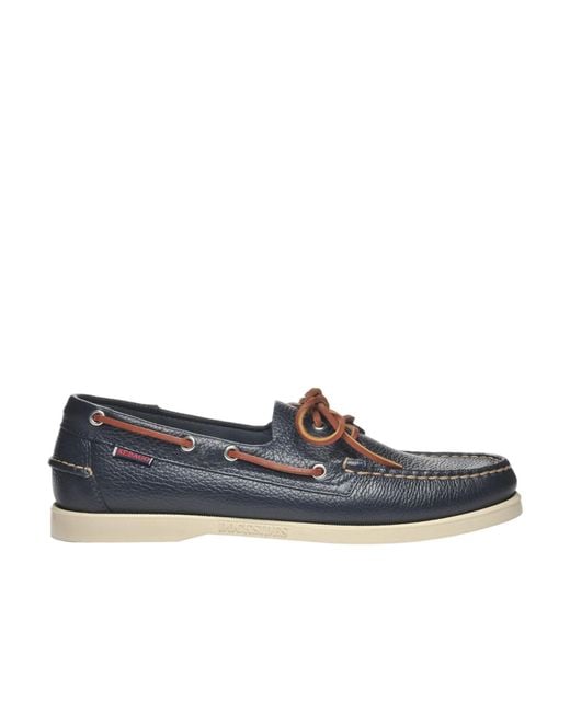Sebago Blue Portland Martellato Lace-Up Loafers for men