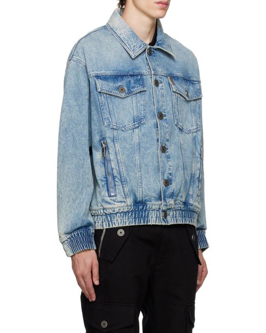 Balmain Blue 70S Buttoned Long-Sleeve Denim Jacket for men