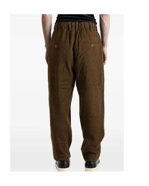 Uma Wang Green Elastic-Waist Casual Trousers for men