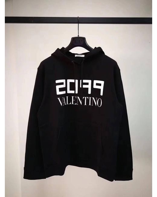 Valentino Black 2099 Logo Printed Hoodie for men