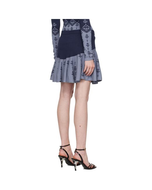 Conner Ives Blue Flared Mini Skirt