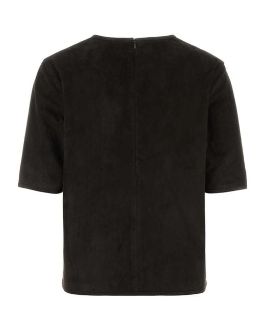 Loulou de Saison Black Zaida Suede Boxy T-Shirt