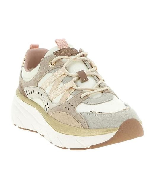 Twinset White Panelled Running Shoes