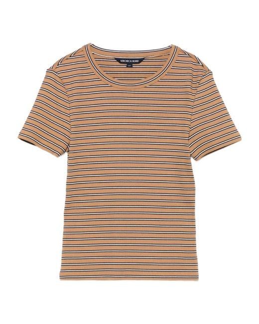 Veronica Beard Natural Pruitt Striped Ribbed T-Shirt