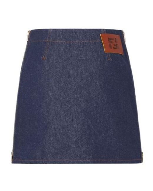 Fendi Blue Full-Zip Denim Mini Skirt
