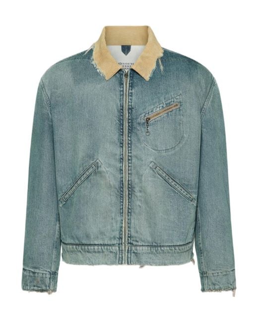 Maison Margiela Blue Zip-Up Denim Bomber Jacket for men