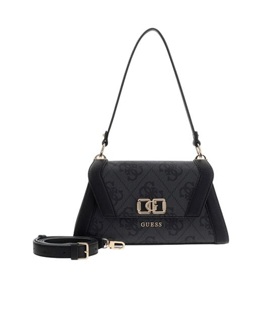 Guess Black Karnilla Monogram-Pattern Shoulder Bag