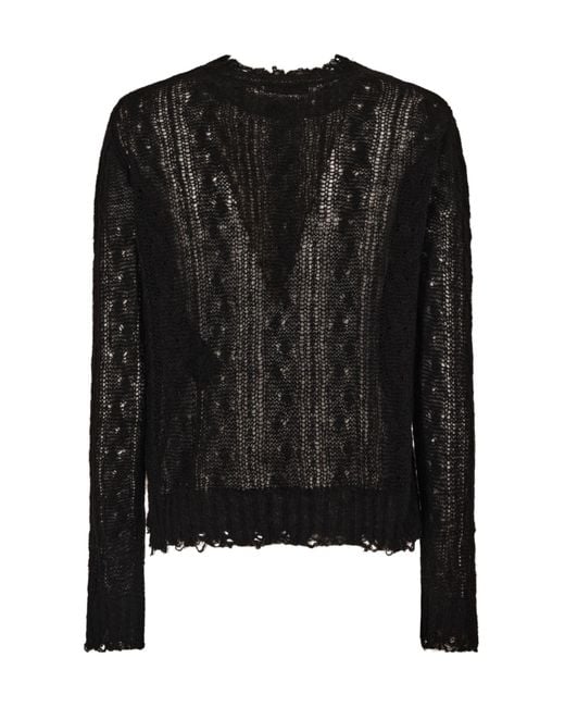 Alanui Black Distressed Knitted Jumper