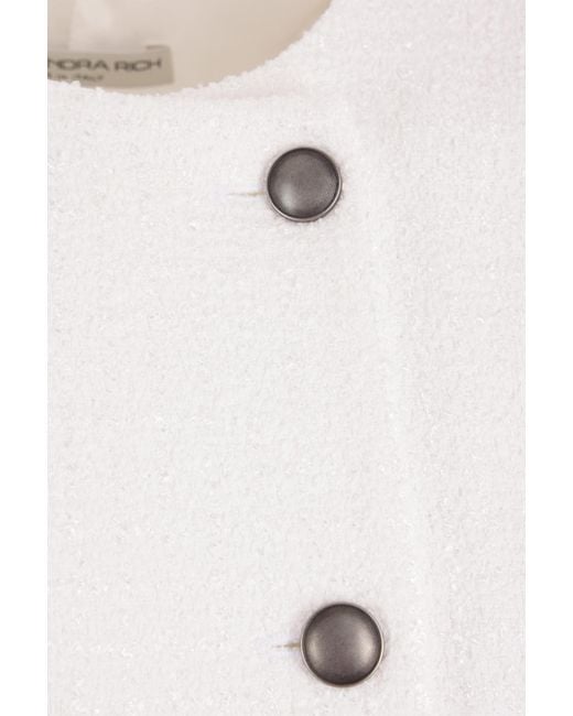 Alessandra Rich White Double-Breasted Bouclé Jacket