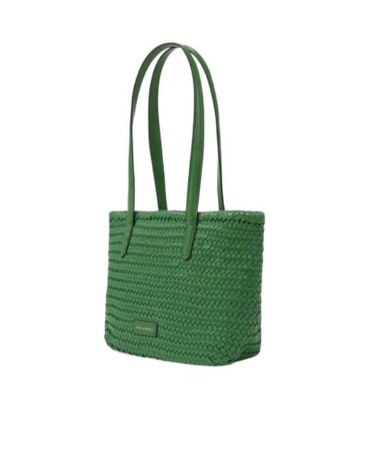 Karl Lagerfeld Green Logo Woven Tote Bag