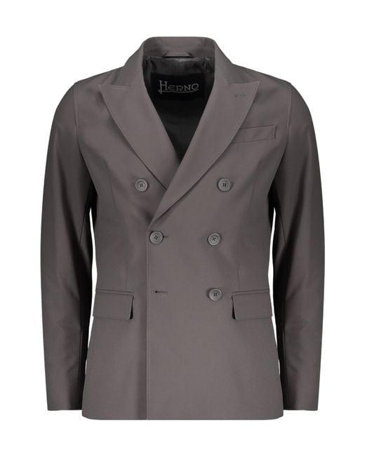 Herno Gray Notch-Lapel Double-Breasted Blazer for men