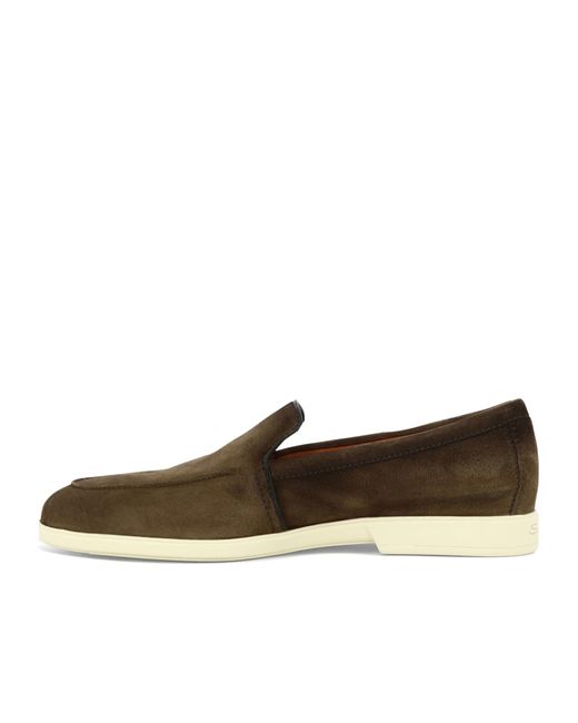 Santoni Brown Round-Headed Love Shoes for men