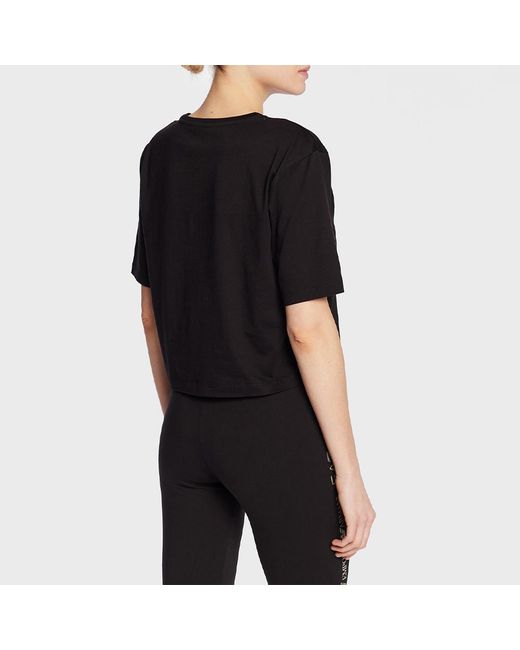 EA7 Black T-Shirt With Round Neck And Short Sleeves