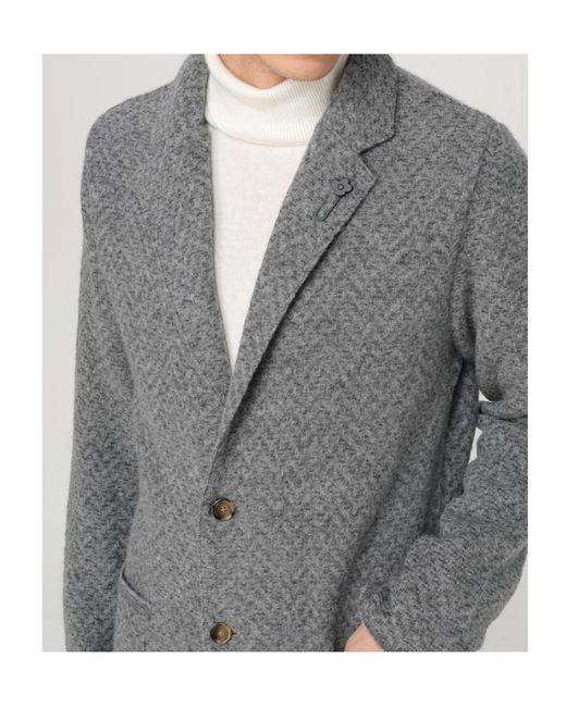 Lardini Gray Brooch-Detailed Tailored Blazer for men