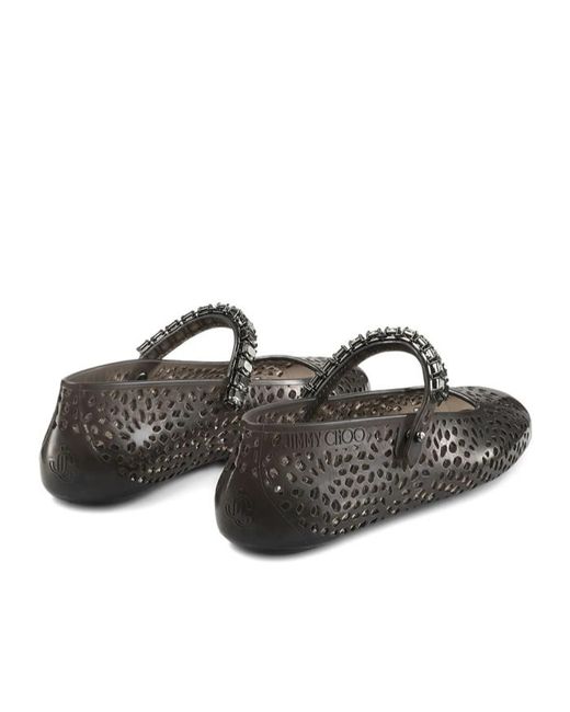 Jimmy Choo Black The Jelly Embellished Ballerina Flats