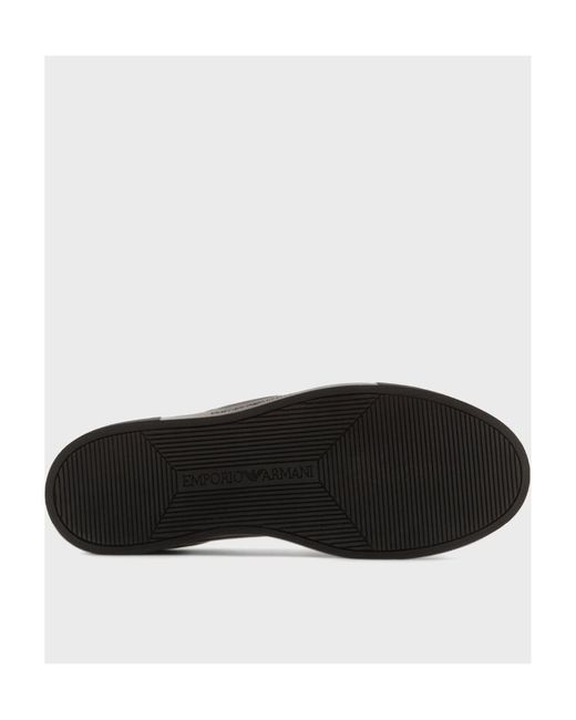 Emporio Armani Black Logo Round Head Low Upper Board Shoes for men
