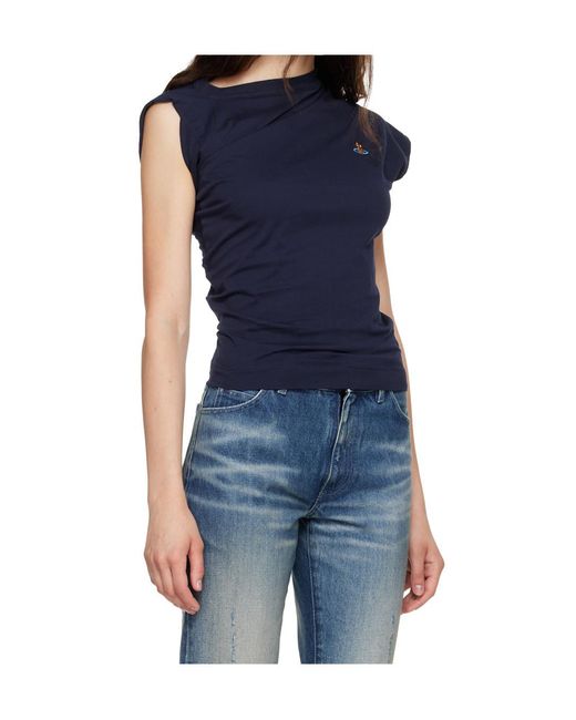 Vivienne Westwood Blue Orb Logo Sleeveless Top