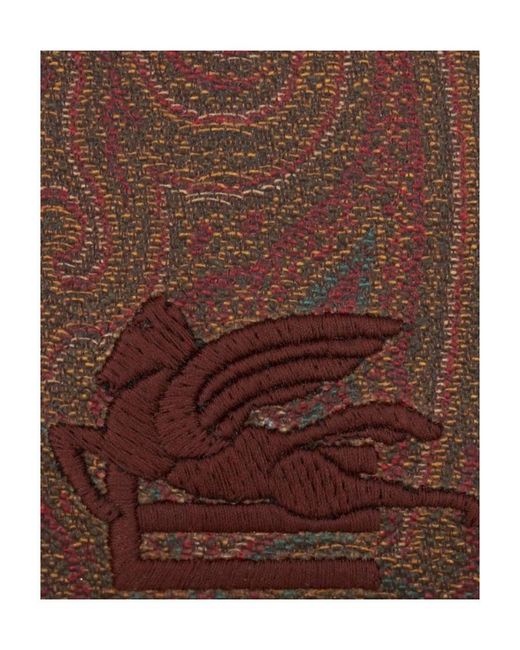 Etro Brown Paisley Print Logo Embroidered Bi-Fold Cardholder