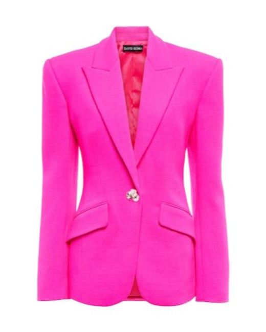 David Koma Pink Embellished Virgin Wool Blazer