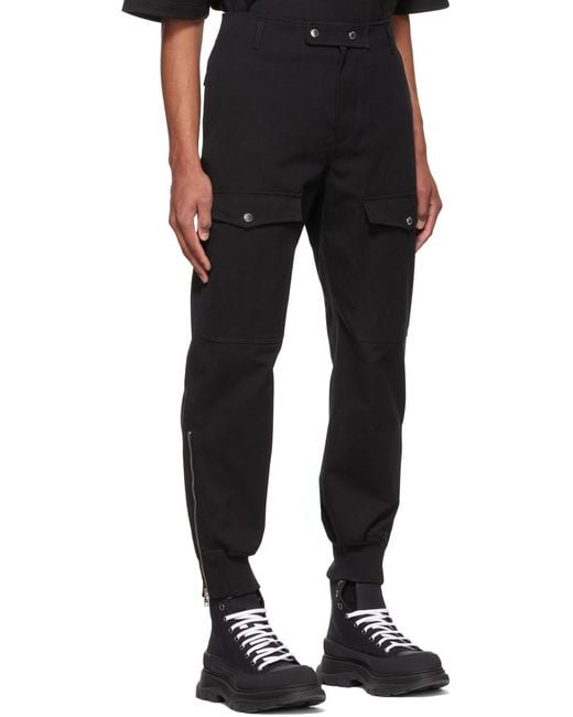 McQueen Black Straight Leg Cargo Pants for men