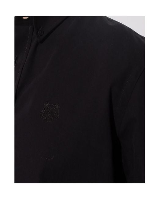 KENZO Blue Tiger-Embroidered Shirt for men